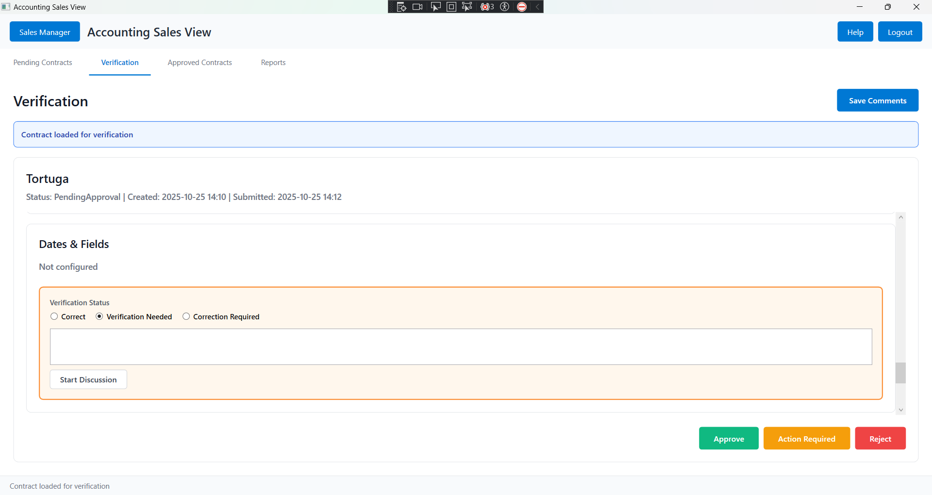 Contract management snapshot